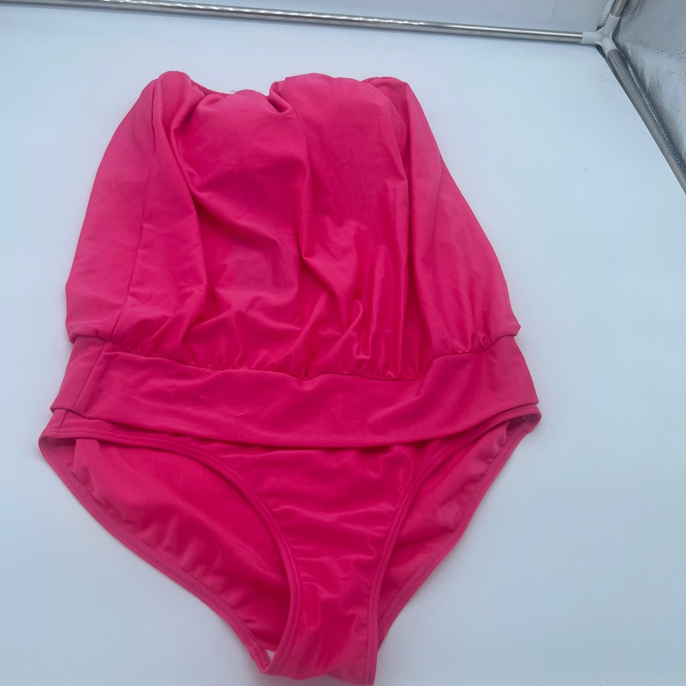 Chartou Hot Pink Strapless Blouson One Piece Swimsuit Womens Medium NEW